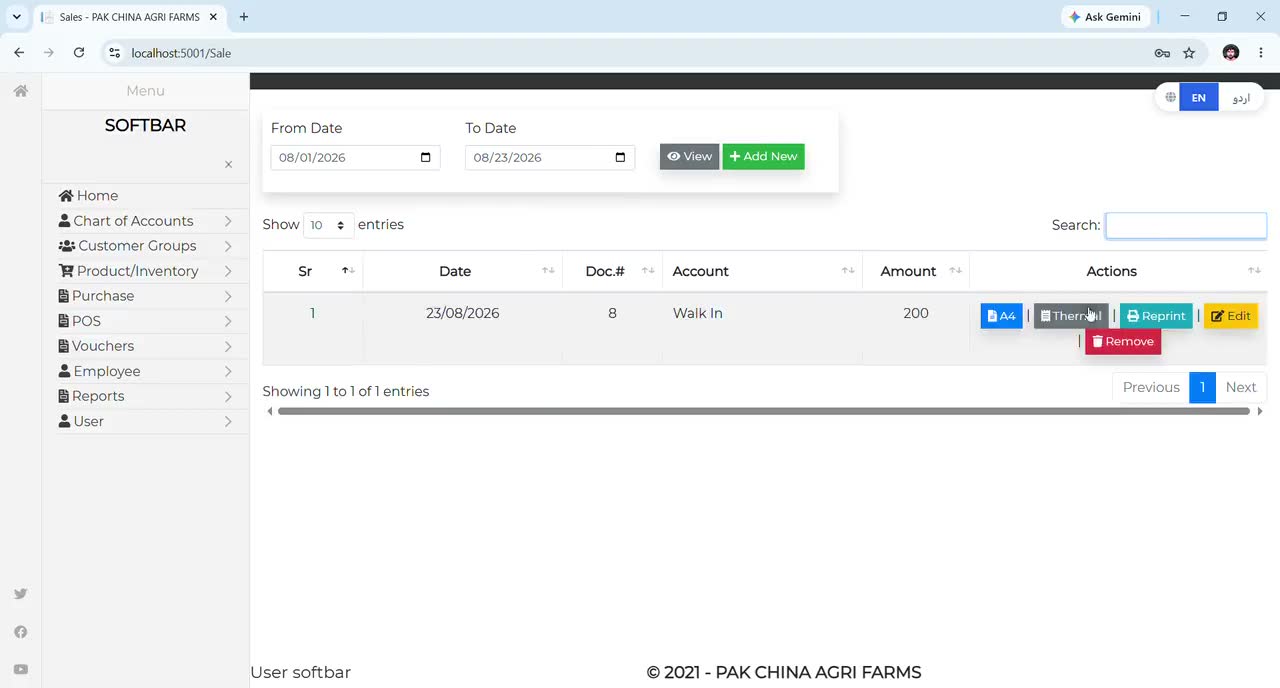 ERP / POS Suite for Trading and Retail — dashboard screen recording